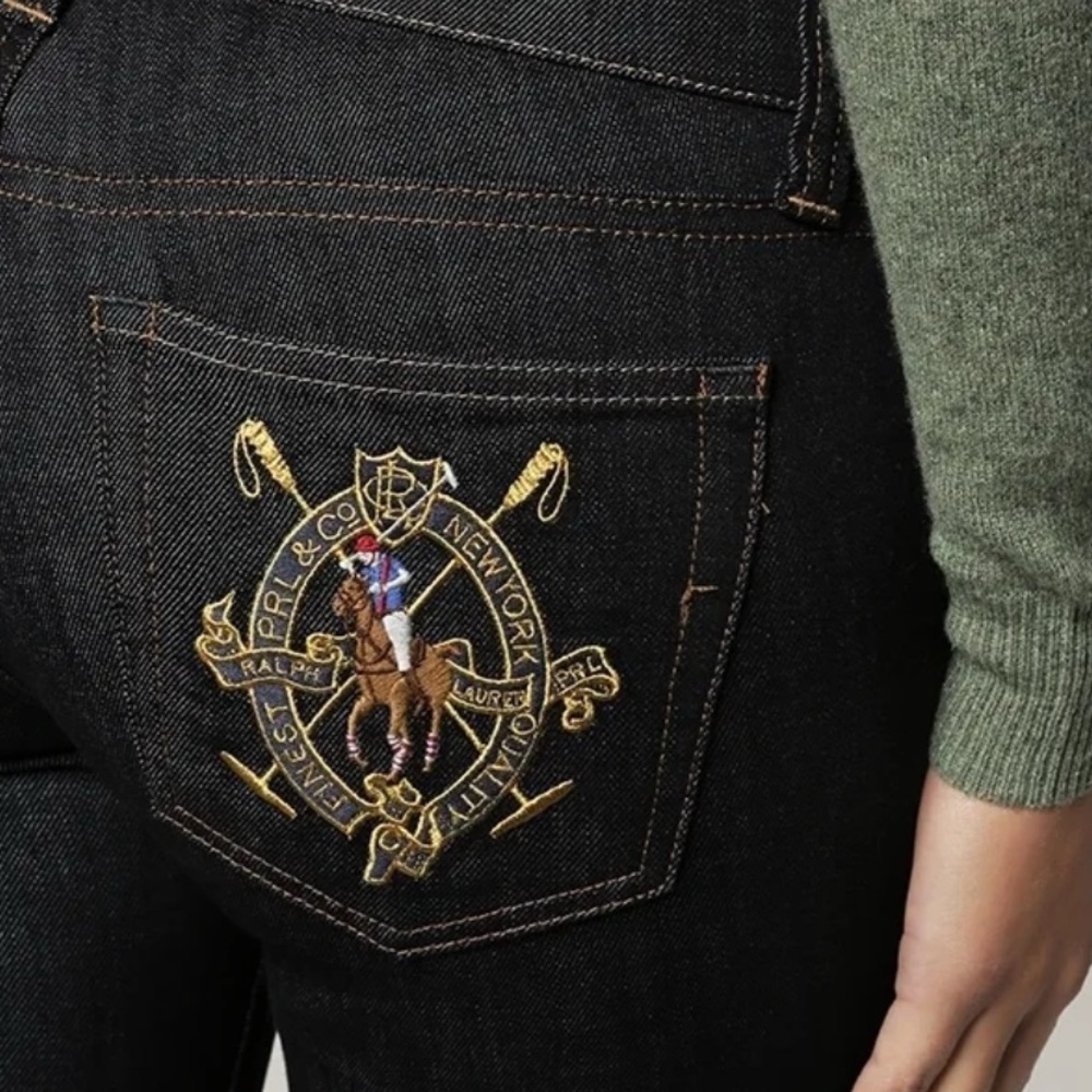 Ralph Lauren Black Jeans with Gold Embroidery skinny fit